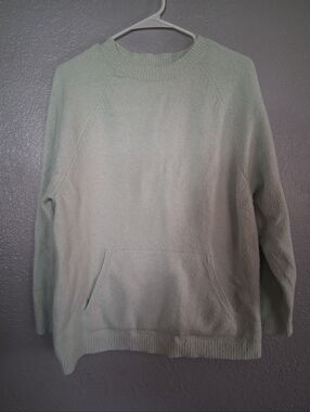 Pure Jill Cotton Wool Blend Popover Crew  Sweater With Kangaroo Pouch Pastel M